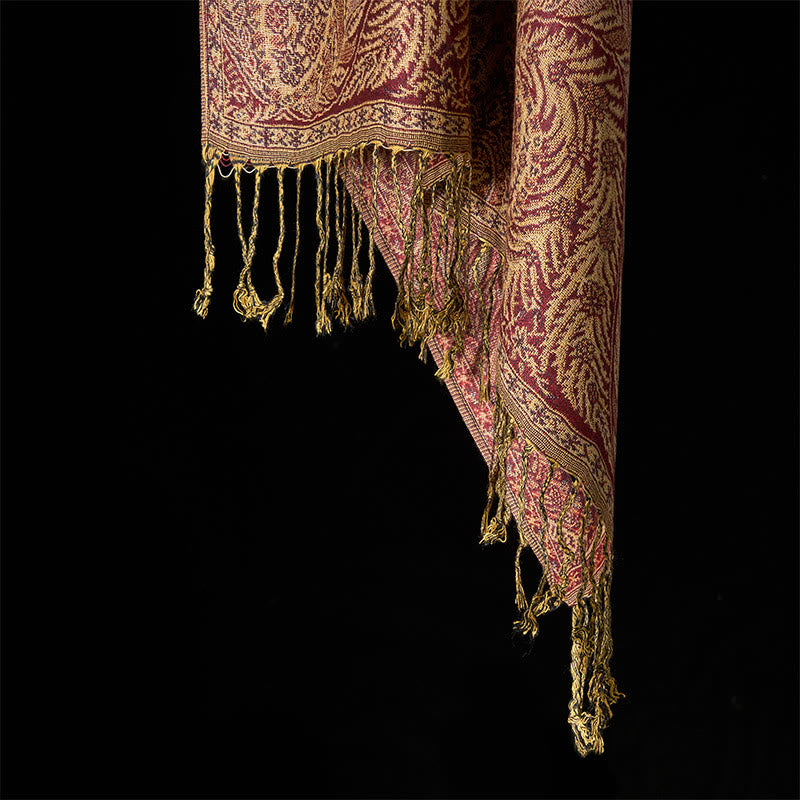 Sciarpa morbida con nappa e motivo a fiori e foglie lunghe primaverili Buddha Stones - image 17