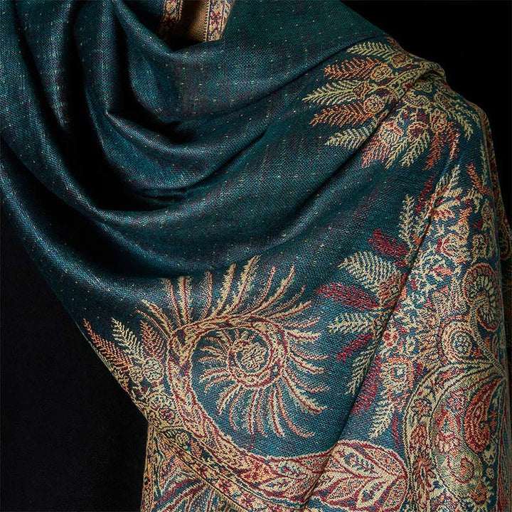 Sciarpa morbida con nappa e motivo a fiori e foglie lunghe primaverili Buddha Stones - image 3