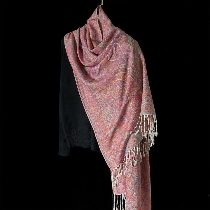 Sciarpa scialle con motivo a strisce di fiori di anacardi primaverili Buddha Stones - image 8