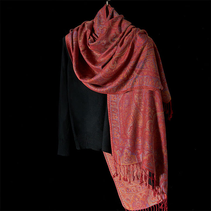 Sciarpa scialle con motivo a strisce di fiori di anacardi primaverili Buddha Stones - image 2