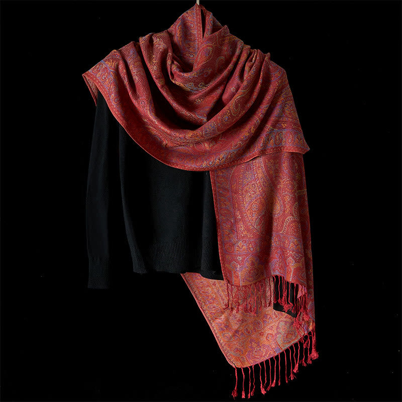 Sciarpa scialle con motivo a strisce di fiori di anacardi primaverili Buddha Stones - image 1