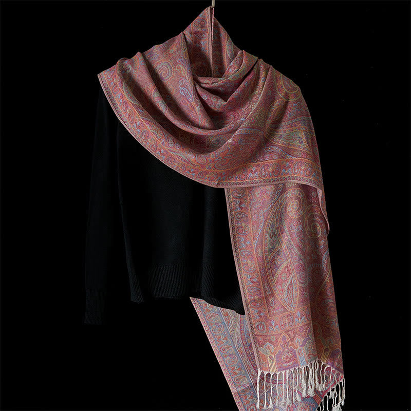 Sciarpa scialle con motivo a strisce di fiori di anacardi primaverili Buddha Stones - image 7