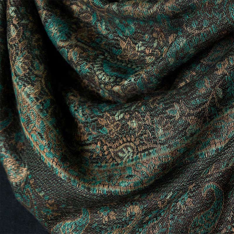 Sciarpa scialle con nappa e motivo geometrico a righe, motivo Buddha Stones, primavera verde anacardio - image 4