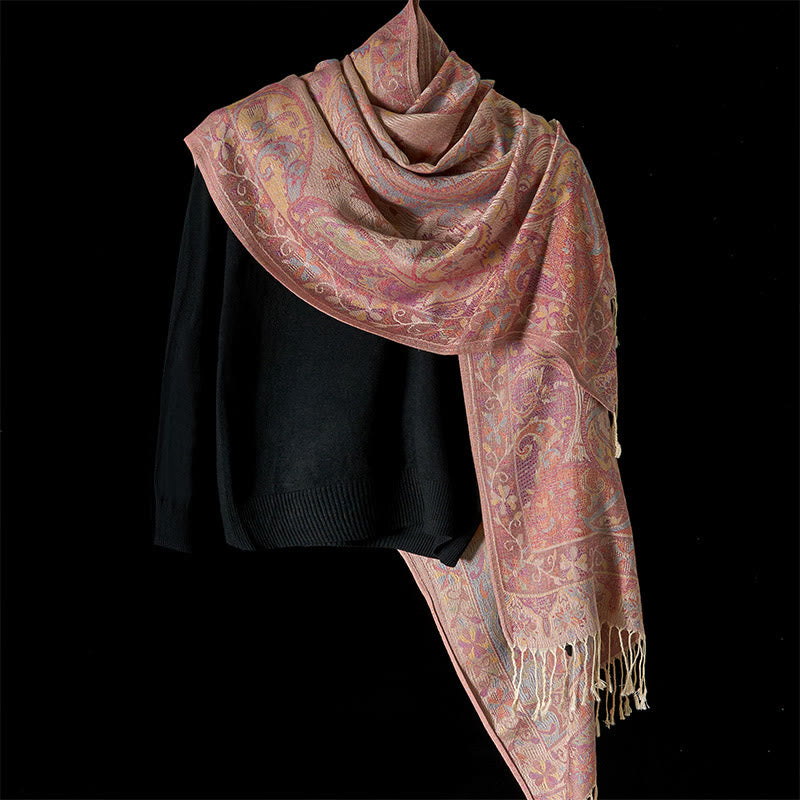 Sciarpa morbida con motivo a nappa e fiori di anacardi primaverili, motivo Buddha Stones - image 1