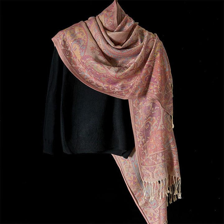 Sciarpa morbida con motivo a nappa e fiori di anacardi primaverili, motivo Buddha Stones - image 1