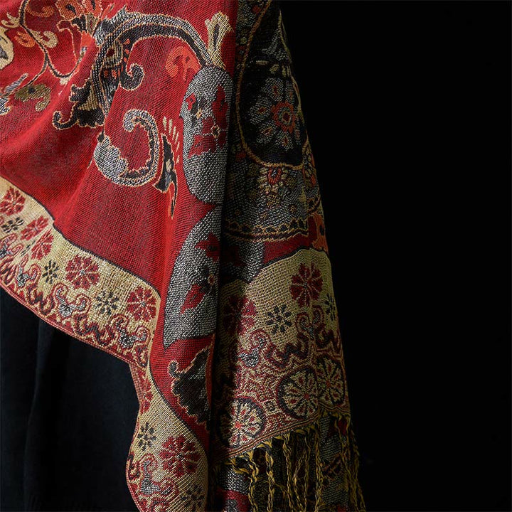 Sciarpa scialle con nappa e motivo geometrico floreale Buddha Stones anacardi primaverili - image 4