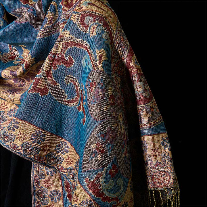 Sciarpa scialle con nappa e motivo geometrico floreale Buddha Stones anacardi primaverili - image 10