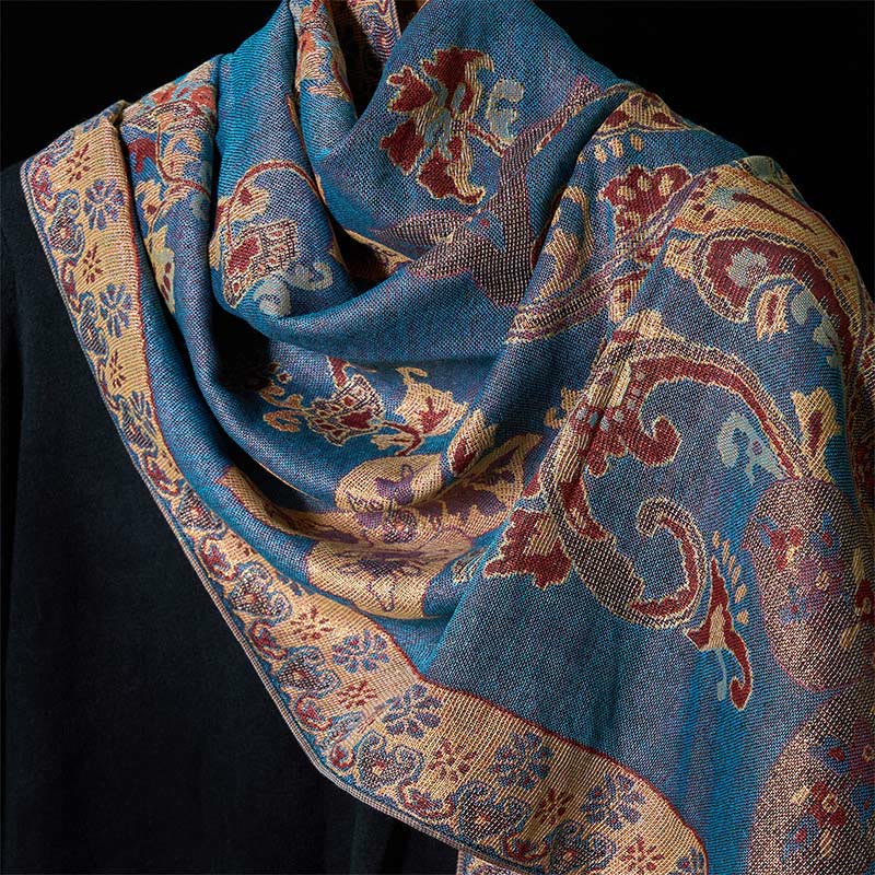 Sciarpa scialle con nappa e motivo geometrico floreale Buddha Stones anacardi primaverili - image 9