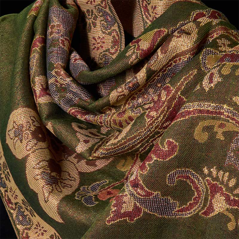 Sciarpa calda con nappa, scialle, motivo geometrico circolare, motivo a fiori di anacardi primaverili , Buddha Stones - image 3