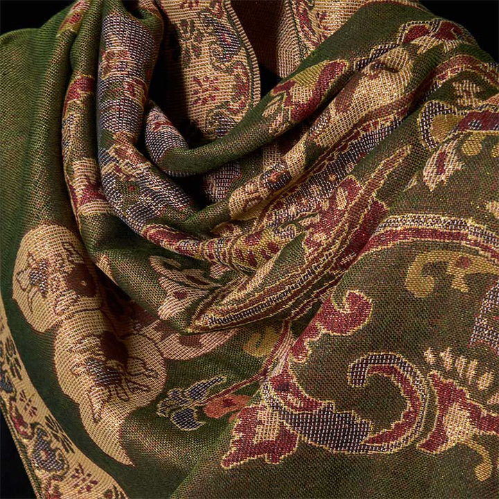 Sciarpa calda con nappa, scialle, motivo geometrico circolare, motivo a fiori di anacardi primaverili , Buddha Stones - image 3