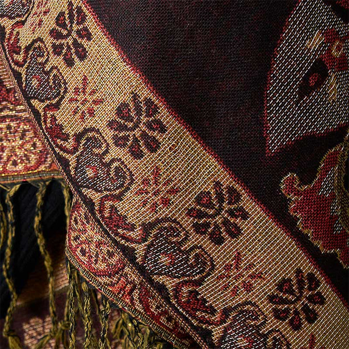 Sciarpa calda con nappa, scialle, motivo geometrico circolare, motivo a fiori di anacardi primaverili , Buddha Stones - image 9