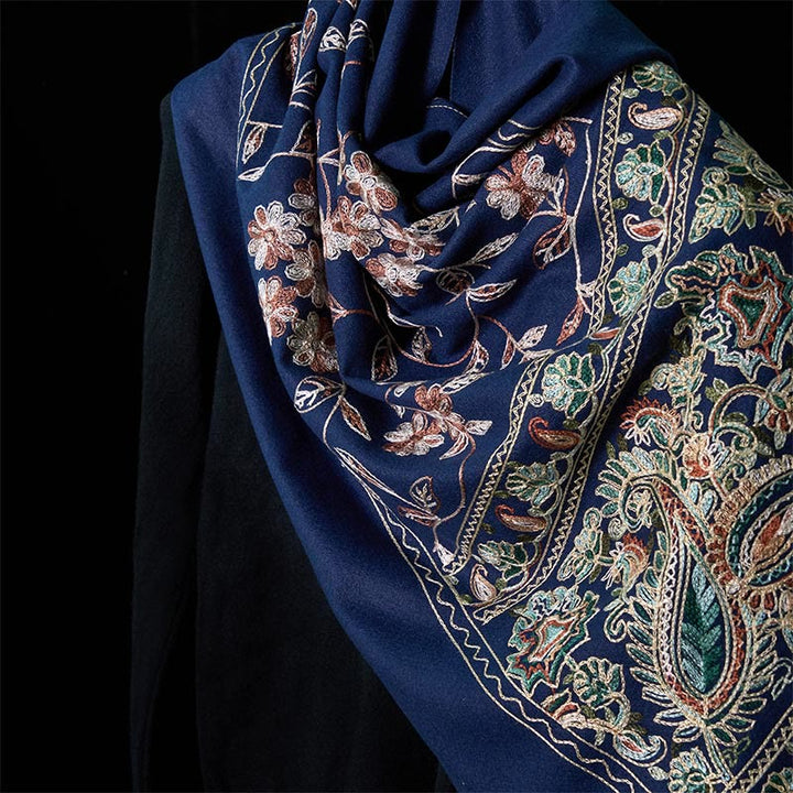 Sciarpa scialle con nappa e motivo a fiori di anacardi, motivo a piccoli fiori, motivo a pietre Buddha Stones , marrone-beige invernale - image 3