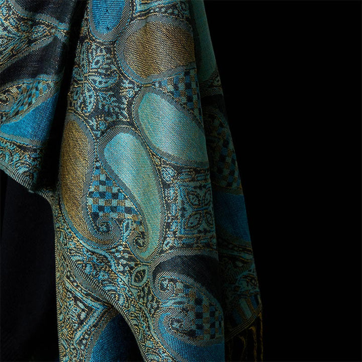 Sciarpa scialle con nappa e motivo geometrico a fiori di anacardi autunnali Buddha Stones - image 5