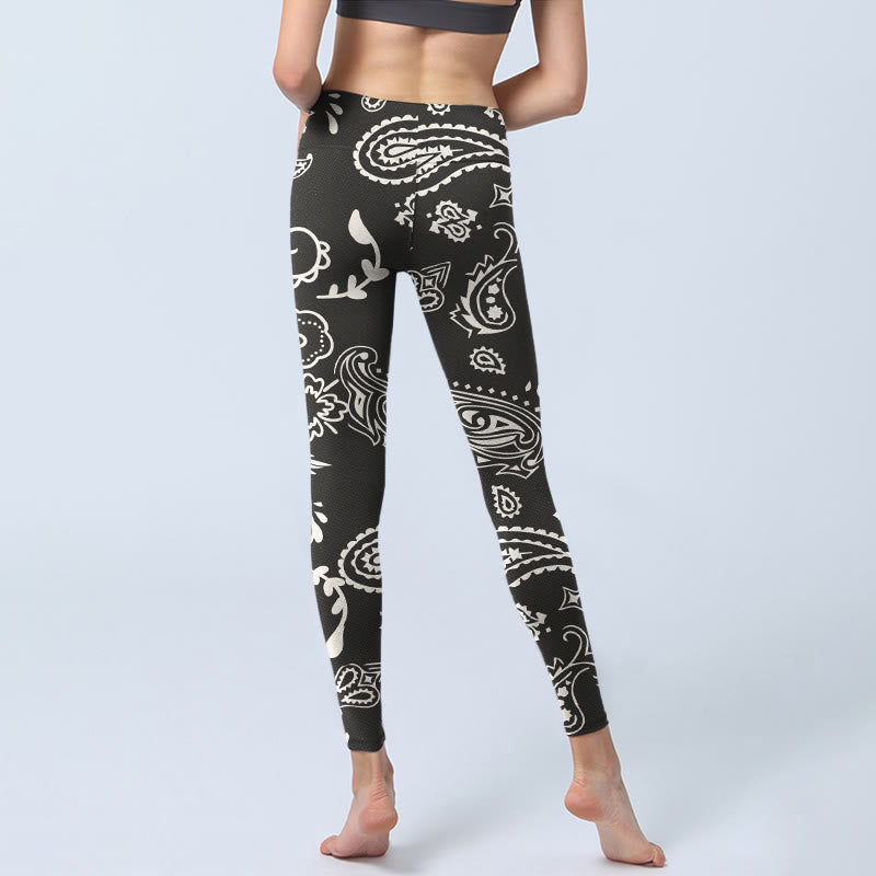 Leggings da palestra con motivo a teschio e ali, modello Buddha Stones Paisley, pantaloni da yoga da donna - image 6