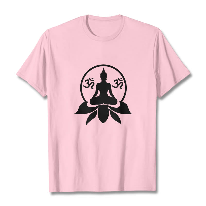 Buddha Stones con disegno di Buddha seduto su un fiore di loto, simbolo OM, mantra sanscriti - Rosa chiaro - 2XL - image 15