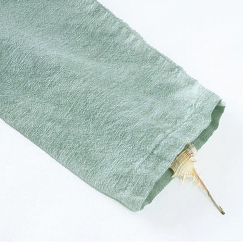 Bottone con nodo del colletto obliquo con Buddha Stones, abbigliamento in lino largo - image 8