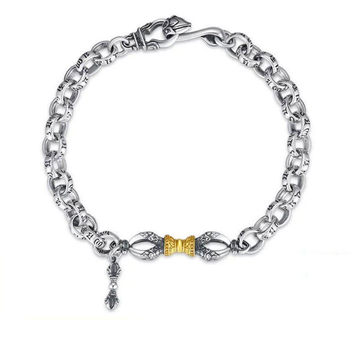 Bracciale calmo in rame retrò Buddha Stones Om Mani Padme Hum Vajra - 22 centimetri - image 1