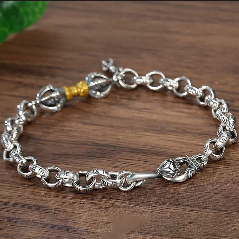 Bracciale calmo in rame retrò Buddha Stones Om Mani Padme Hum Vajra - image 2