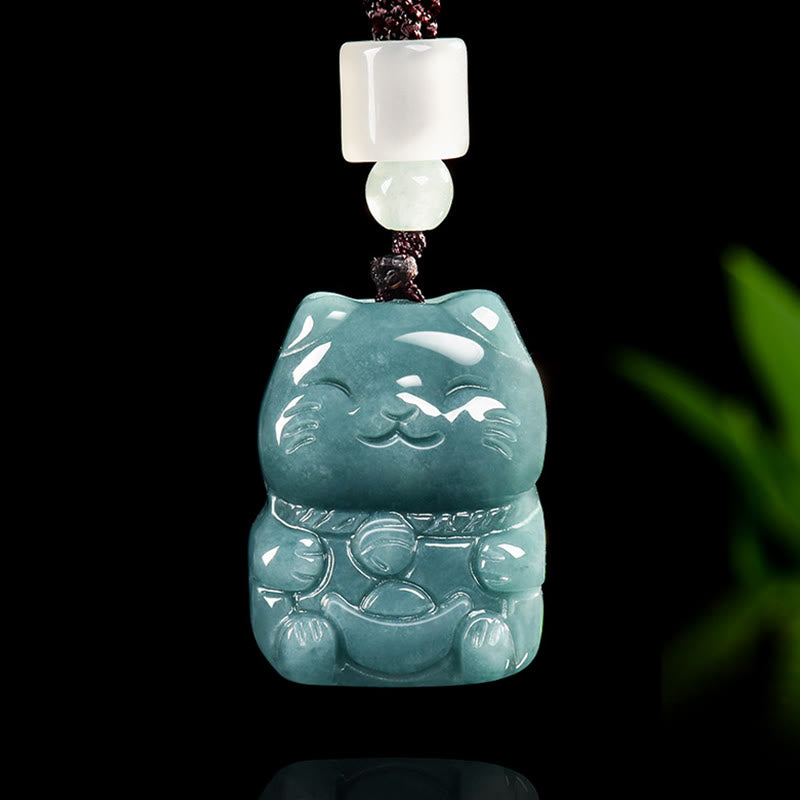 Collana di giada con ciondolo a forma di gatto , Buddha Stones naturali che attraggono ricchezza e prosperità - Giada - image 0