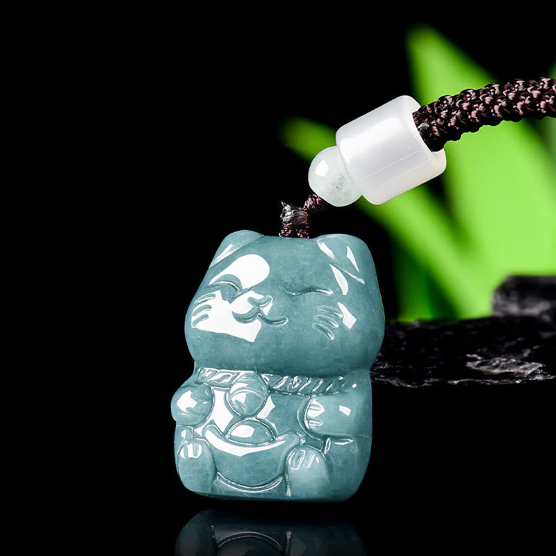 Collana di giada con ciondolo a forma di gatto , Buddha Stones naturali che attraggono ricchezza e prosperità - image 2
