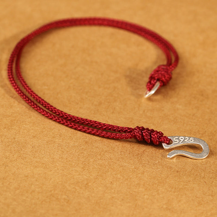 Braccialetto colorato con corda rossa e gancio in argento sterling 925 Buddha Stones - image 3