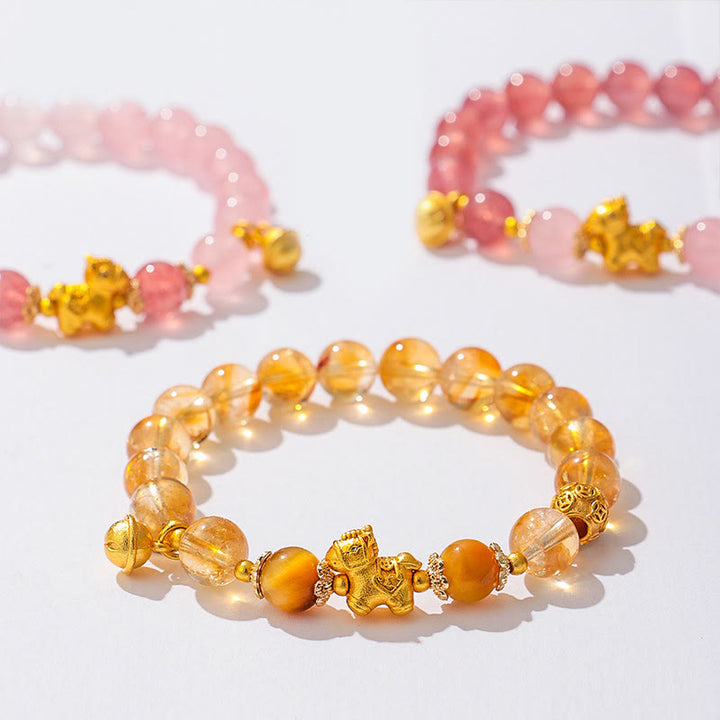 Bracciale di protezione in quarzo fragola con cristallo rosa citrino da 8 mm "Anno del cavallo" di Buddha Stones - image 16