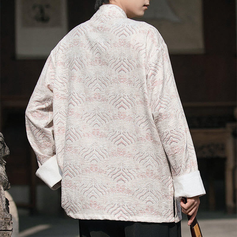 Camicia da uomo a maniche lunghe con stampa Buddha Stones motivo floreale con bottoni e tasche - image 13