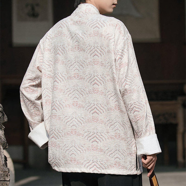 Camicia da uomo a maniche lunghe con stampa Buddha Stones motivo floreale con bottoni e tasche - image 13