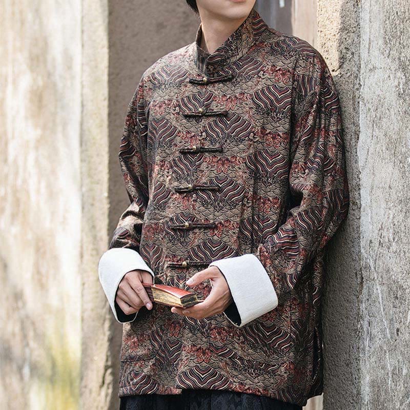Camicia da uomo a maniche lunghe con stampa Buddha Stones motivo floreale con bottoni e tasche - image 20