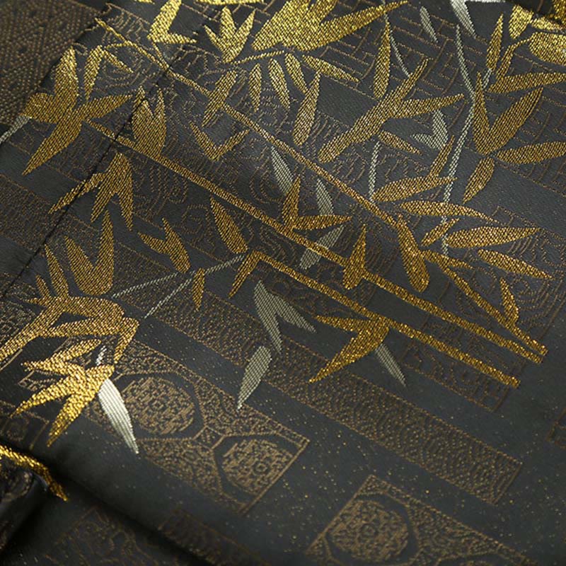 Giacca da uomo a maniche lunghe con bottoni a rana in jacquard di bambù dorato Buddha Stones con tasche - image 9