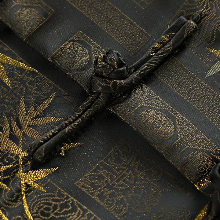 Giacca da uomo a maniche lunghe con bottoni a rana in jacquard di bambù dorato Buddha Stones con tasche - image 8