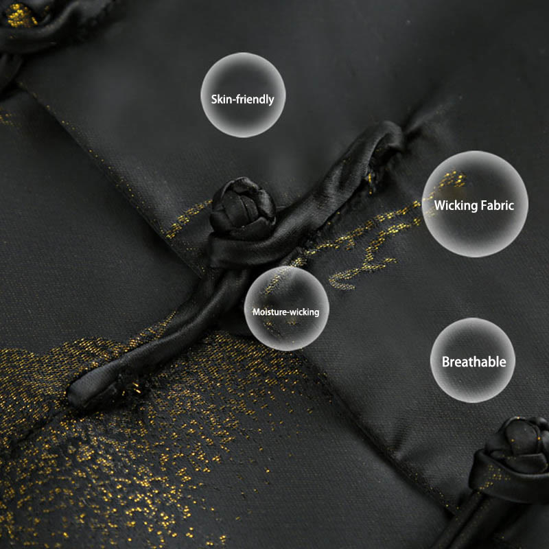 Giacca da uomo a maniche lunghe con bottoni a forma di rana, tinta in oro Buddha Stones e tasche - image 6