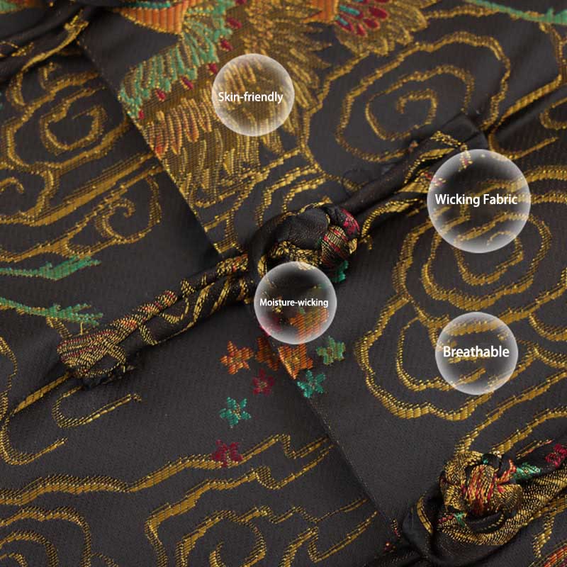 Giacca da uomo a maniche lunghe con tasche, bottoni a rana, Buddha Stones colorate, fenice, nuvole di buon auspicio - image 4