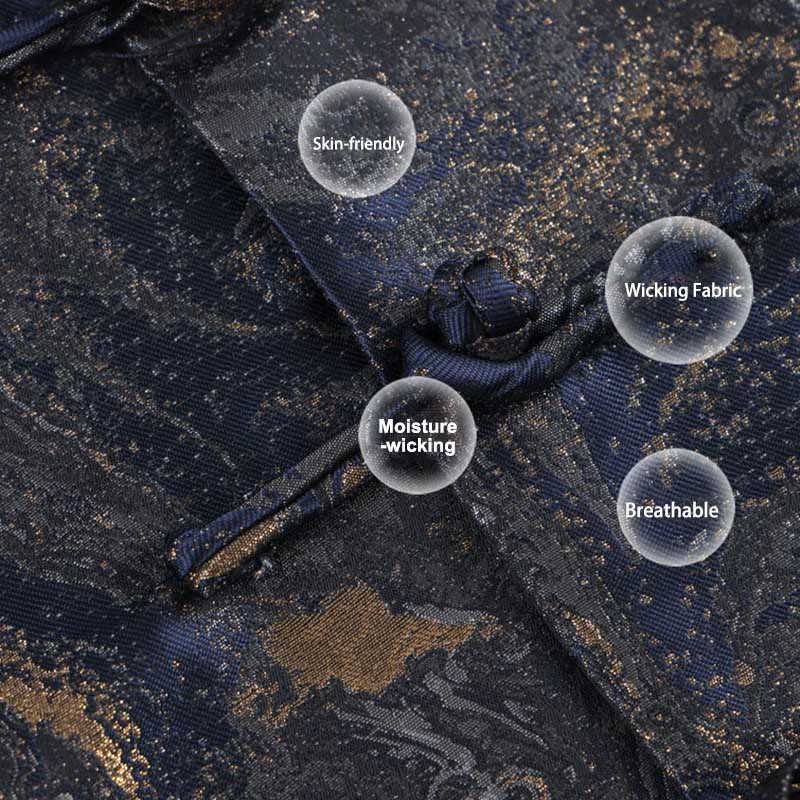 Giacca da uomo a maniche lunghe con bottoni a rana, con tasche, Buddha Stones Blue Water Mountains - image 6