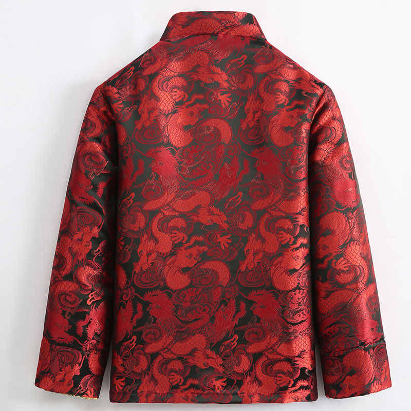 Giacca da uomo a maniche lunghe con tasche, motivo drago invernale in jacquard con bottoni a rana Buddha Stones - image 15