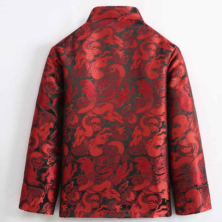 Giacca da uomo a maniche lunghe con tasche, motivo drago invernale in jacquard con bottoni a rana Buddha Stones - image 15
