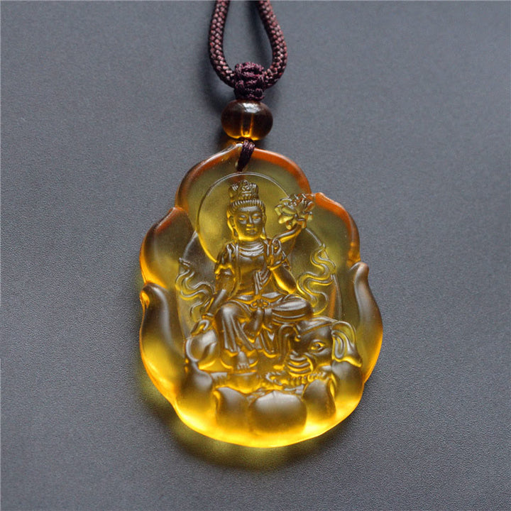 Buddha Stones con ciondolo di protezione del Buddha in cristallo Liuli, simbolo dello zodiaco cinese, simbolo del Buddha natale - Drago/Serpente-Samantabhadra Bodhisattva - image 4