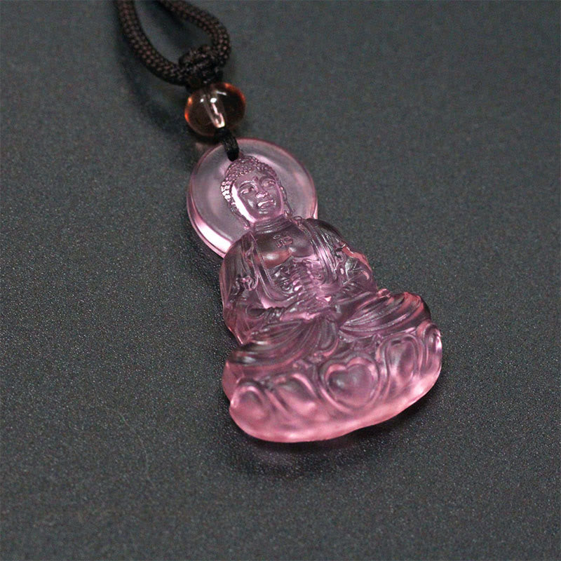 Collana con ciondolo Buddha Stones Liuli Crystal Medicine Buddha Serenity - Buddha della Medicina - Rosa - image 7