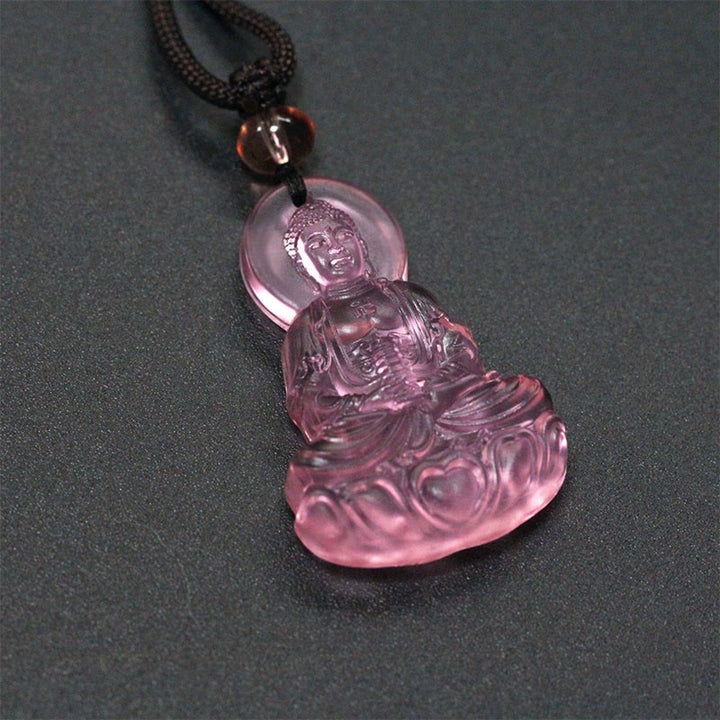 Collana con ciondolo Buddha Stones Liuli Crystal Medicine Buddha Serenity - Buddha della Medicina - Rosa - image 7