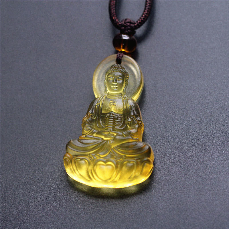 Collana con ciondolo Buddha Stones Liuli Crystal Medicine Buddha Serenity - Buddha della Medicina - Giallo - image 3