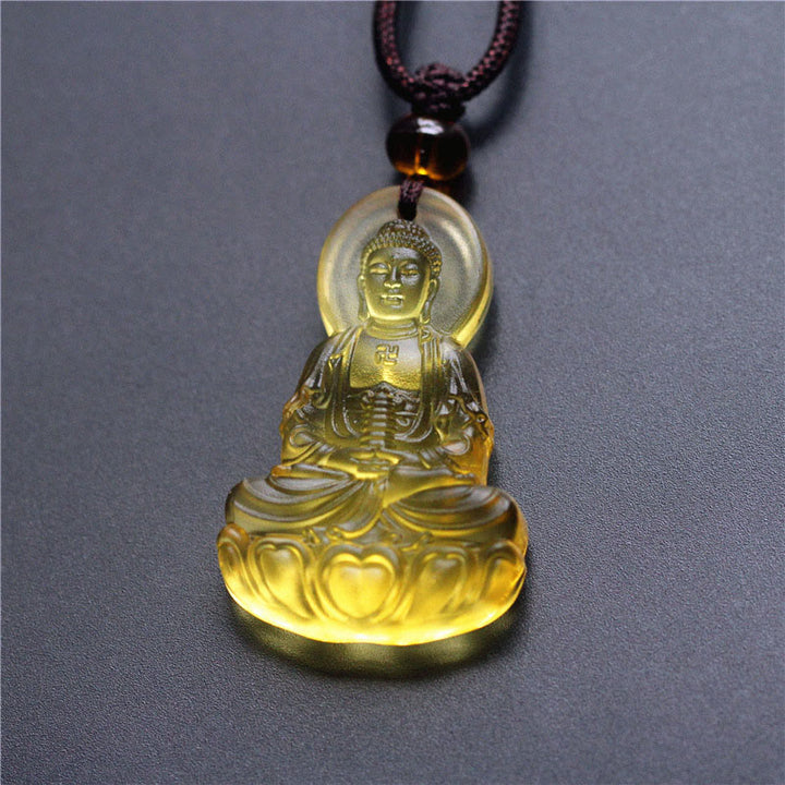 Collana con ciondolo Buddha Stones Liuli Crystal Medicine Buddha Serenity - Buddha della Medicina - Giallo - image 3