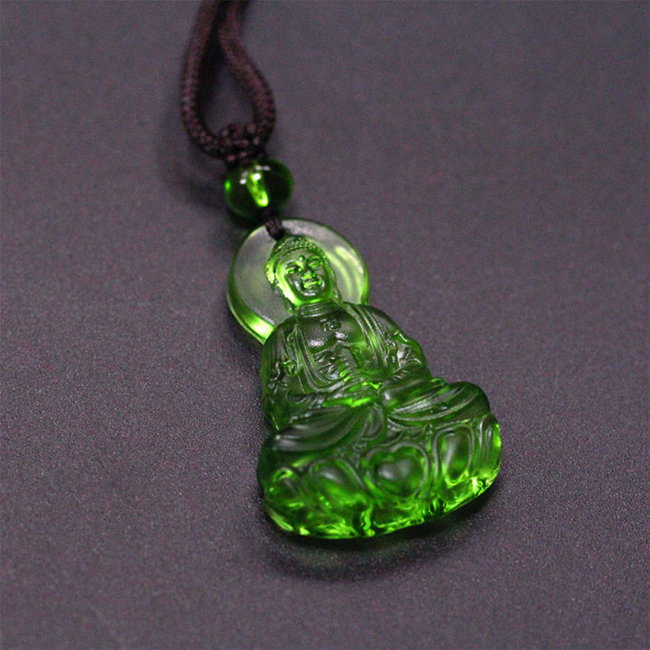 Collana con ciondolo Buddha Stones Liuli Crystal Medicine Buddha Serenity - Buddha della Medicina - Verde - image 0