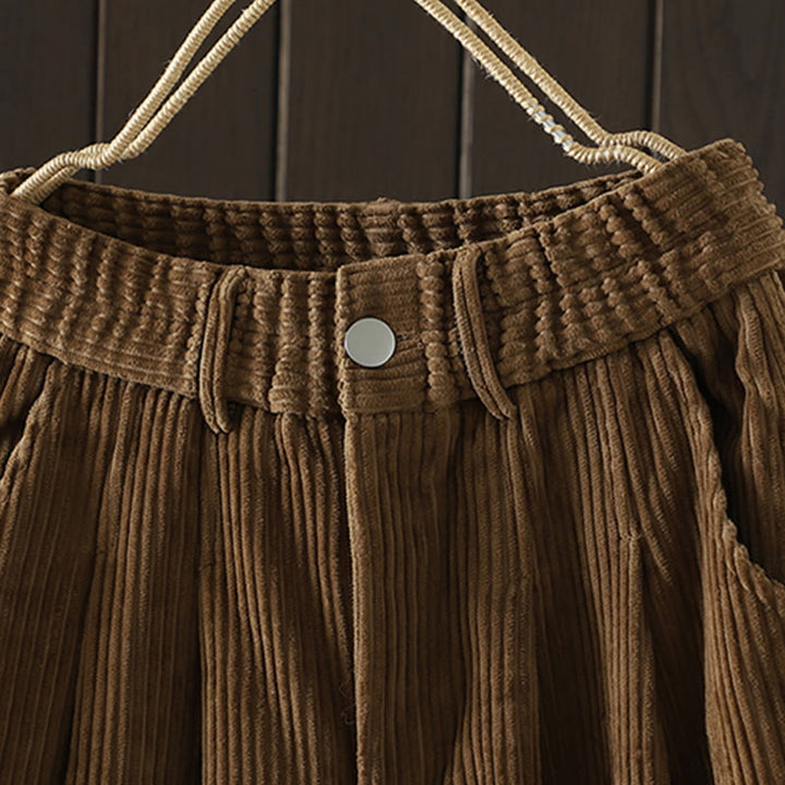 Pantaloni harem invernali da donna in velluto a coste di cotone con vita alta e fodera in pile, con tasche , Buddha Stones - image 19