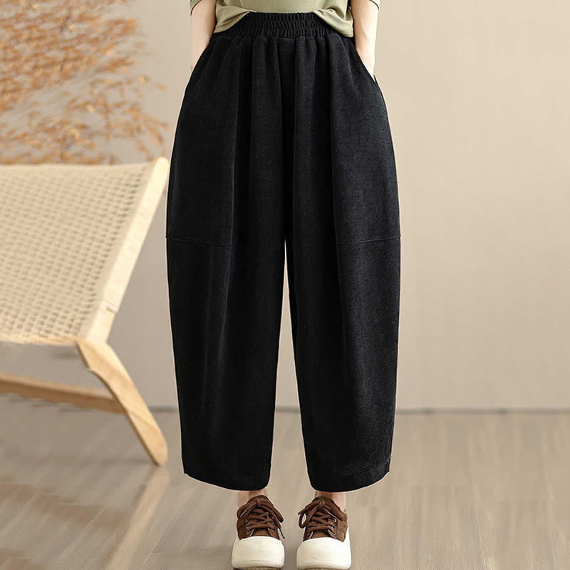 Pantaloni harem in velluto a coste patchwork con tasche da donna di Buddha Stones - Nero - US8-10, UK/AU12-14, EU40-42 (2XL) - image 17