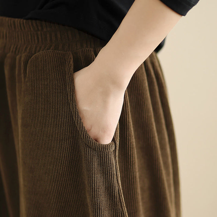 Pantaloni harem in velluto a coste patchwork con tasche da donna di Buddha Stones - image 12