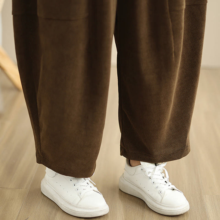 Pantaloni harem in velluto a coste patchwork con tasche da donna di Buddha Stones - image 13