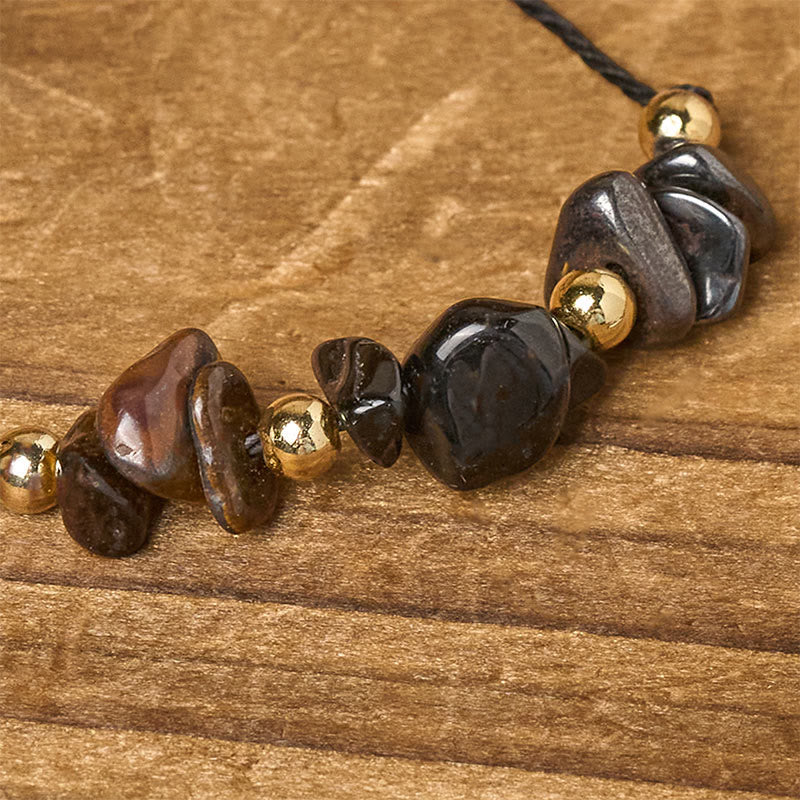 Braccialetto di corda con carta di protezione in pirite, tormalina nera, occhio di tigre Buddha Stones - image 4