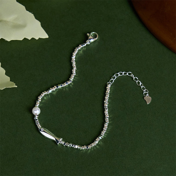 Braccialetto portafortuna con perle di pesce koi in argento placcato rame Buddha Stones - image 3