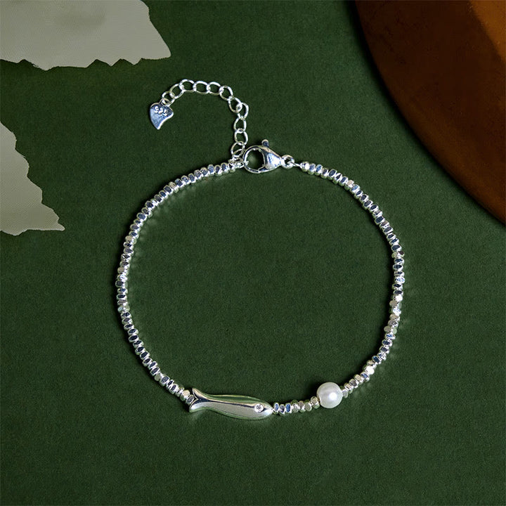 Braccialetto portafortuna con perle di pesce koi in argento placcato rame Buddha Stones - Pesce Koi color rame (circonferenza del polso: 15-17 cm) - image 0