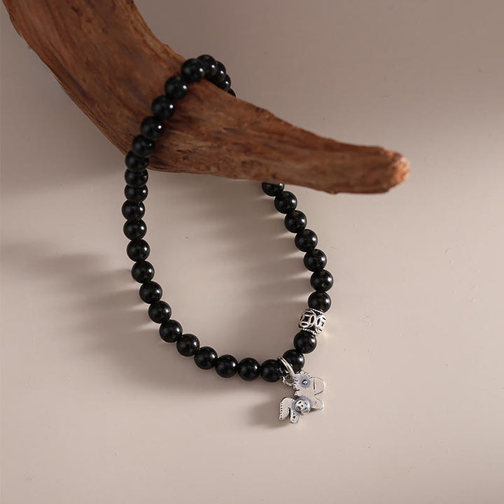 Bracciale Buddha Stones Year Of The Horse in argento sterling 925 con ossidiana nera naturale e forza - image 10
